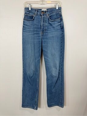 Doen Palais High Rise Straight Leg Jeans Organic Cotton Size 26 Medium Wash